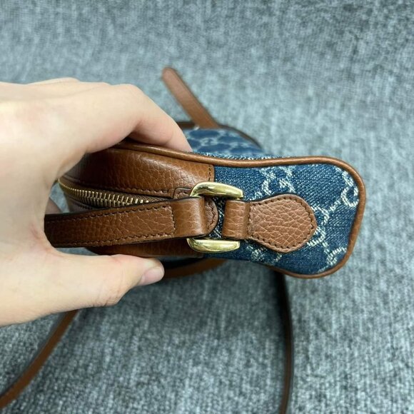 100% Authentic Gucci Ophidia GG Denim Mini Shoulder Bag - Picture 7 of 15